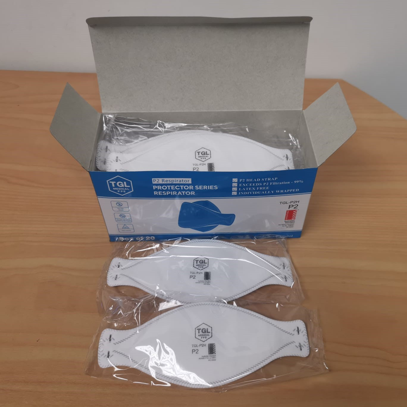 P2 Face Masks - achieves 99.9% filtration - 20 pack