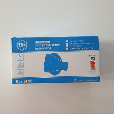 P2 Face Masks - achieves 99.9% filtration - 20 pack