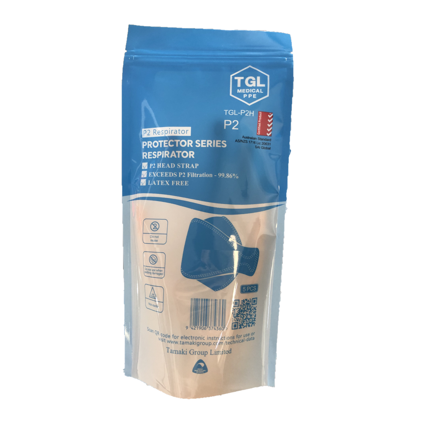 P2 Face Masks - pack of 5